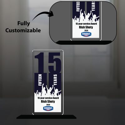 15 Year Service Award Trophy Personalized Acrylic Award Trophy Custom with Name Achievement Award for Employee, Corporate Recognition Thankyou Gift for Employee